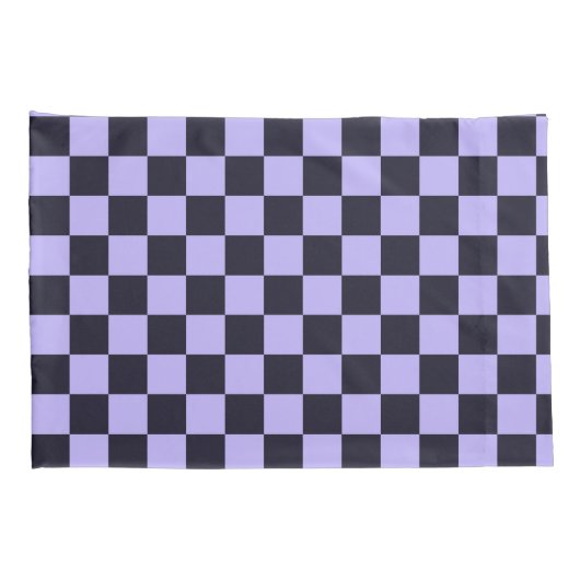 French lilac checkerboard pattern kussensloop (Achterkant-Rechts)