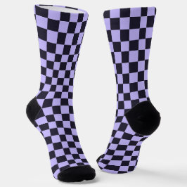 French lilac checkerboard pattern sokken