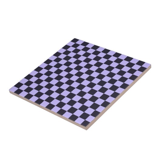 French lilac checkerboard pattern tegeltje (Zijkant)