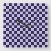 French lilac checkerboard pattern vierkante klok (Voorkant)