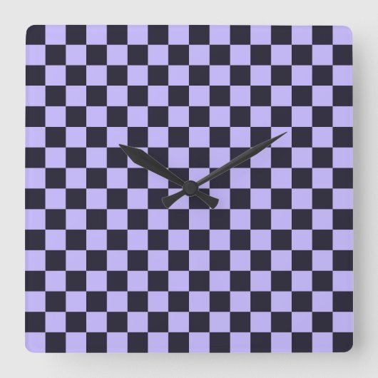 French lilac checkerboard pattern vierkante klok (Voorkant)