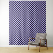French lilac checkerboard pattern wandkleed (In situ)