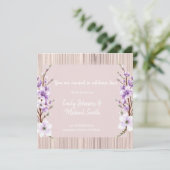 French Lilac wedding invitations rustic (Staand voorkant)
