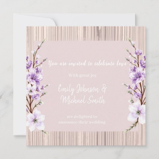 French Lilac wedding invitations rustic (Voorkant)