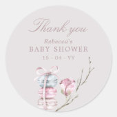 French Macaron Dank je Baby shower Ronde Sticker (Voorkant)