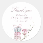 French Macaron Dank je Baby shower Ronde Sticker (Voorkant)