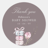 French Macaron Dank je Baby shower Ronde Sticker (Voorkant)