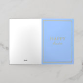 French Macaron Happy Easter Blue Folie Feestdagenkaart (Buiten Laag)