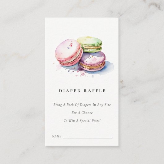 French Macarons Bakery Diaper Raffle Baby shower Informatiekaartje (Voorkant)