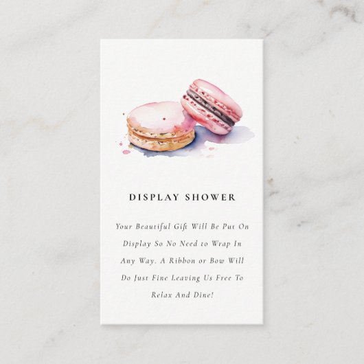 French Macarons Bakery Display Baby shower met dou Informatiekaartje (Voorkant)