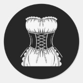 French Maid Shirt Adult Men Women Anime Cosplay Co Ronde Sticker (Voorkant)