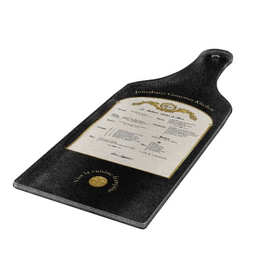 French Menu Black Glass Cutting Board Snijplank (Hoek)