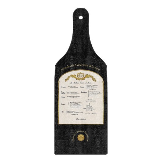 French Menu Black Glass Cutting Board Snijplank (Voorkant)