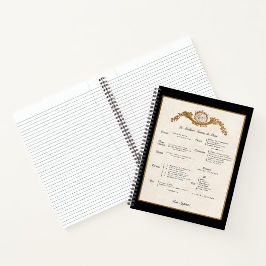 French Menu Spiral Notebook Notitieboek (Binnen)