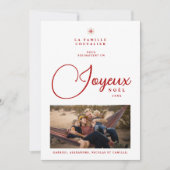 French Modern Joyeux Noël Snowflake Photo Holiday  Feestdagenkaart (Voorkant)