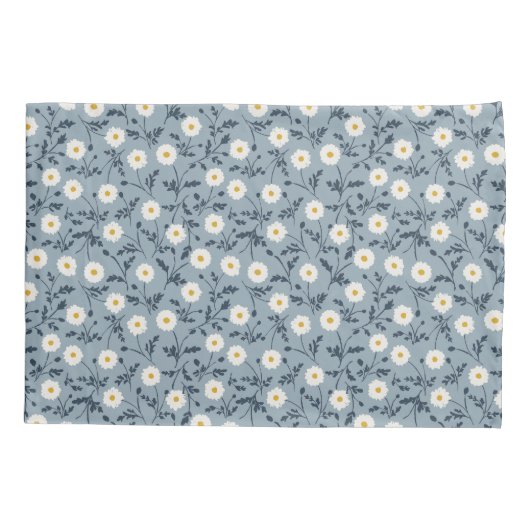 French Navy Blue Modern Farmhouse Daisy Pattern Kussensloop (Achterkant)