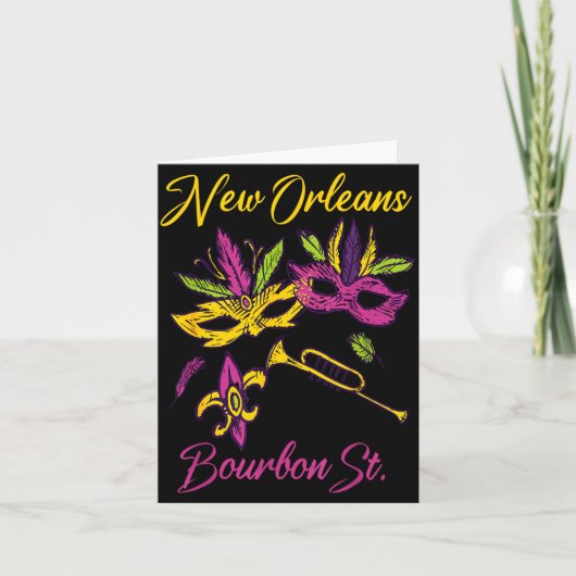 French New Orleans Mardi Gras Souvenir Bourbon Str Kaart (Voorkant)