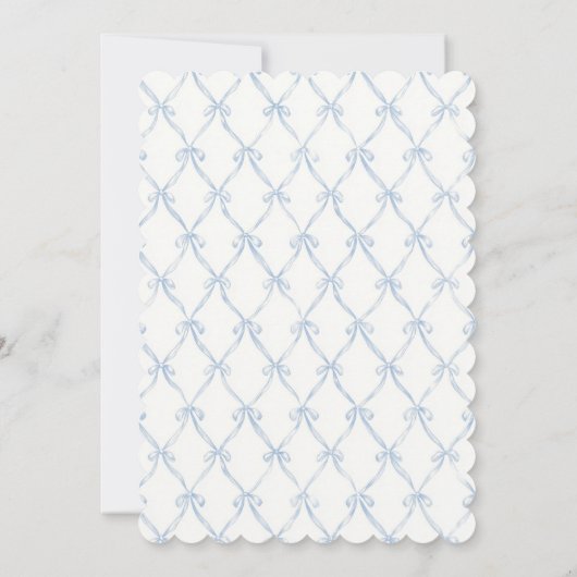 French Nursery Baby Boy Shower Coquette Stripe Bow Kaart (Achterkant)