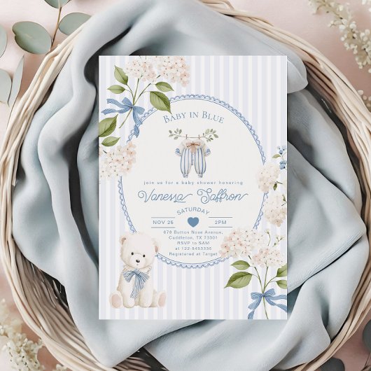 French Nursery Baby Shower Coquette Baby in Blue Kaart