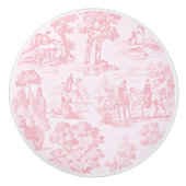 French Pink Toile de Juoy  Pattern Keramische Knop (Voorkant)