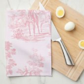 French Pink Toile de Juoy  Pattern Theedoek (Quarter Fold)