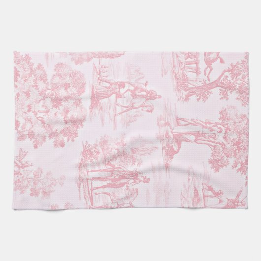 French Pink Toile de Juoy  Pattern Theedoek (Horizontaal)