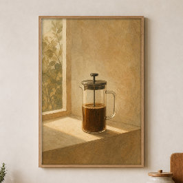 French Press Licht Watercolour Cottagecore Poster