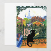 French Quarter Balcony with Black Cat Notitiekaartje (Voorkant / Achterkant)