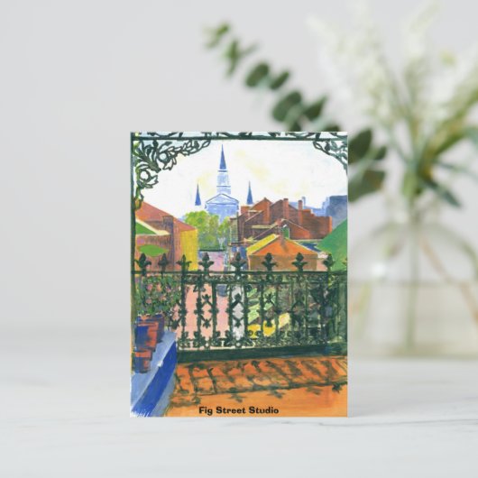 French Quarter Balkon, Fig Street Studio Briefkaart (Staand voorkant)
