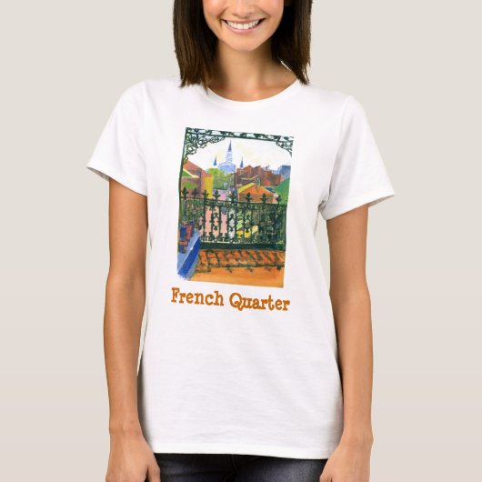 French Quarter Balkon, Franse wijk T-shirt (Voorkant)
