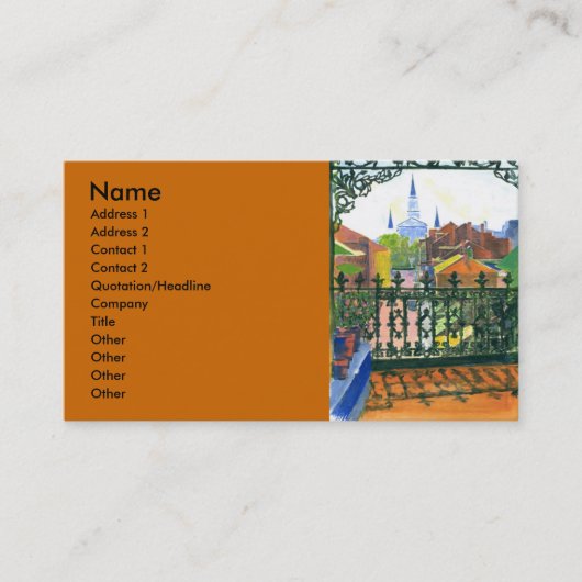 French Quarter Balkon, Visitekaartje (Voorkant)