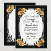 French Quarter Gothic 4 Corner Yellow Rose Wedding Kaart (Voorkant / Achterkant)