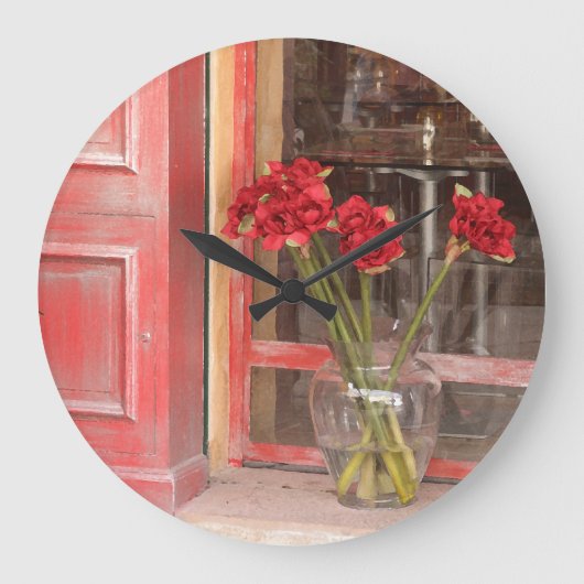 French Red Flower Grote Klok (Voorkant)