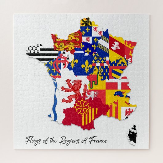 French Regions Flags Map, Frankrijk, Educational Legpuzzel (Horizontaal)