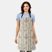French Retro Damask Stripe All-Over Print Apron Schort (Gedragen)