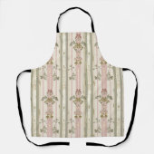 French Retro Damask Stripe All-Over Print Apron Schort (Voorkant)