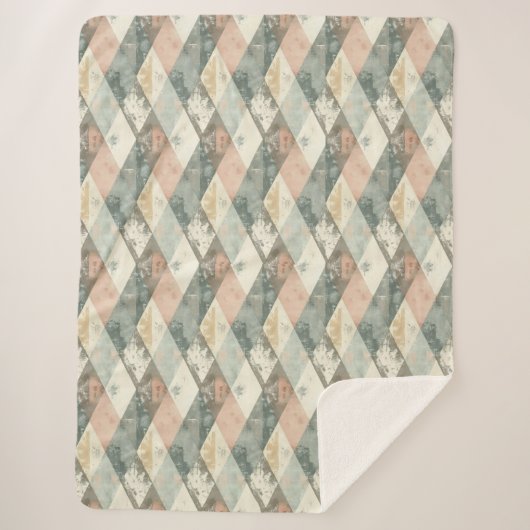 French Retro Harlequin Sherpa Blanket Sherpa Deken (Voorkant)