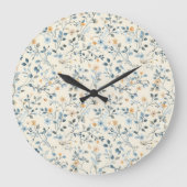 French Retro Spring Botanical Floral Wall Clock Grote Klok (Voorkant)