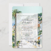 French Riviera Beach Coastal Town Wedding Kaart (Voorkant)