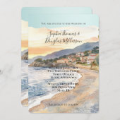 French Riviera Beach Coastal Wedding Kaart (Voorkant / Achterkant)