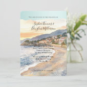 French Riviera Beach Coastal Wedding Kaart (Staand voorkant)