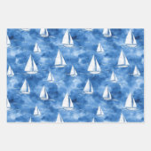 French Riviera Blue Umbrellas Boats Stripes   Inpakpapier Vel (Voorkant 2)