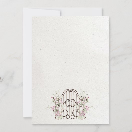 french romantic garden arch monogram royal wedding kaart (Achterkant)