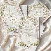 french romantic garden arch monogram royal wedding kaart