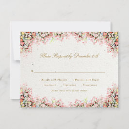 french romantic garden florals wedding RSVP kaartje