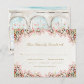 french romantic garden florals wedding RSVP kaartje (Voorkant / Achterkant)