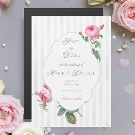 French Rose Botanical Wedding Save the Date Magnetische Uitnodiging