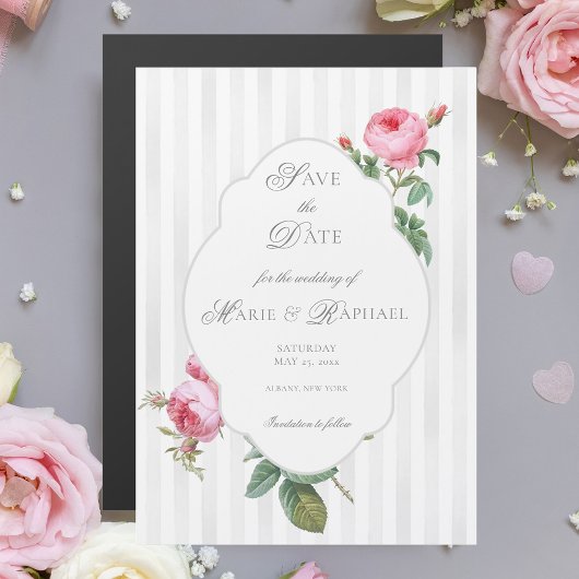 French Rose Botanical Wedding Save the Date Magnetische Uitnodiging