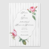 French Rose Botanical Wedding Save the Date Magnetische Uitnodiging (Voorkant)