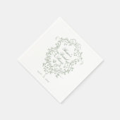 French Sage Green Floral Crest Vrijgezellenfeest Servet (Hoek)